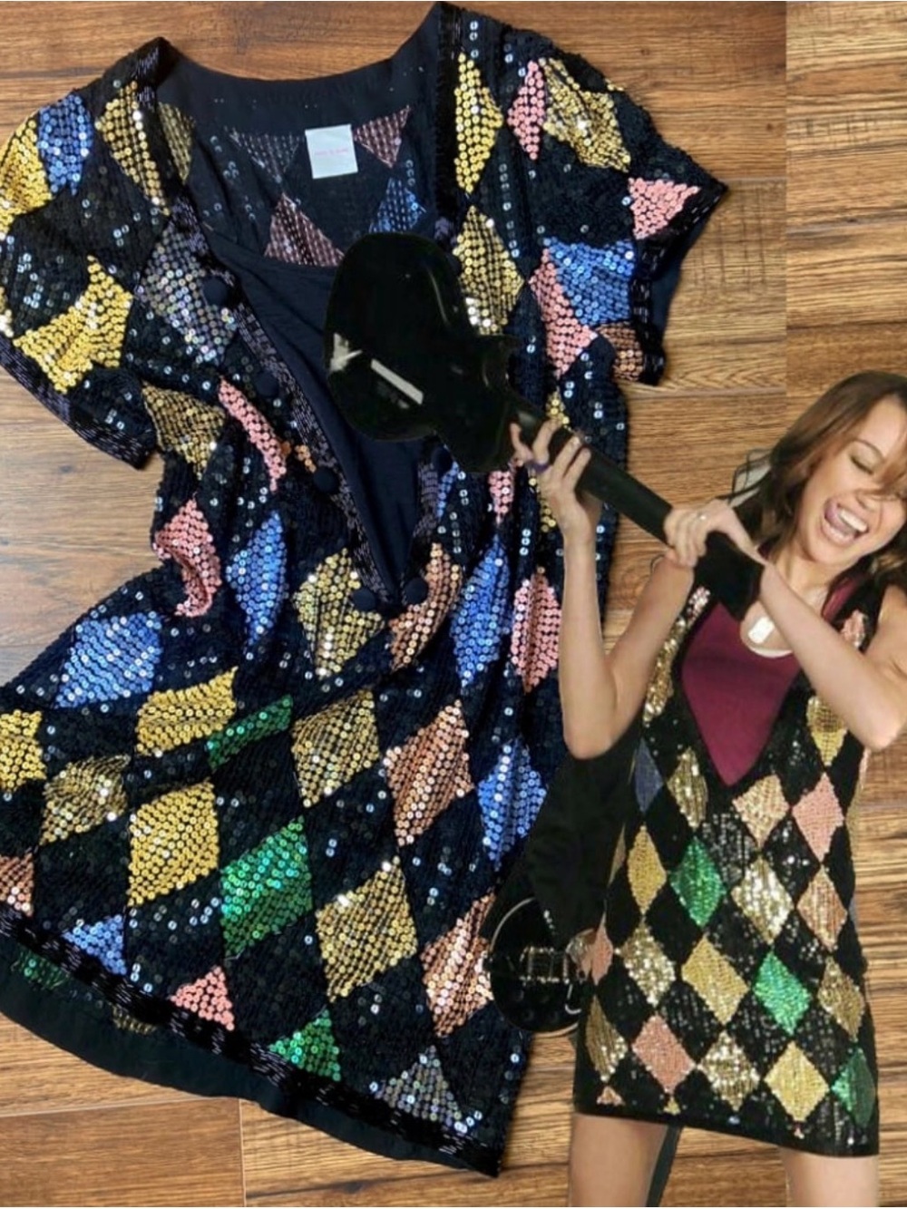 Sass + Bide 7 Things Miley CyrusSequin Harlequin Diamond Tunic Dress